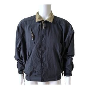 Redhead Jacket Mens Medium Vintage Navy Tan Nylon Windbreaker Full Zip Snap 90s